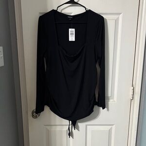 Torrid Black Cowl Neck Long Sleeve Blouse